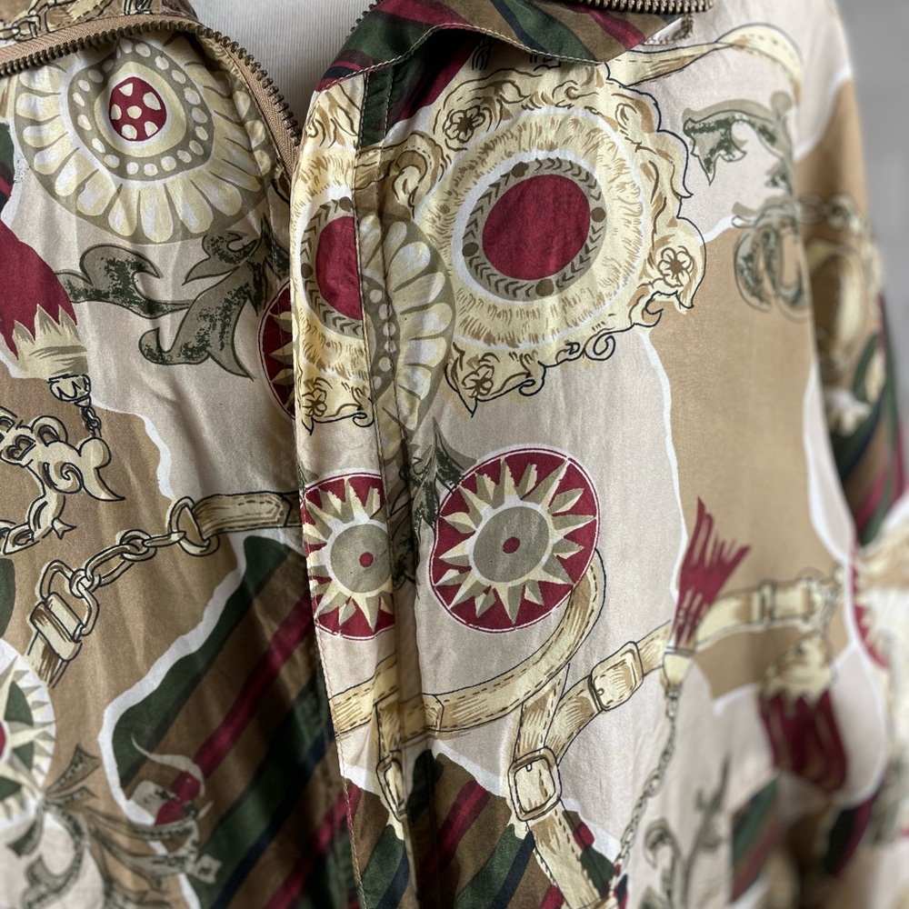 Fuda Vintage Elegant Women's Silk Patterned Bomber Jacket, Size M - Picture 5 of 8